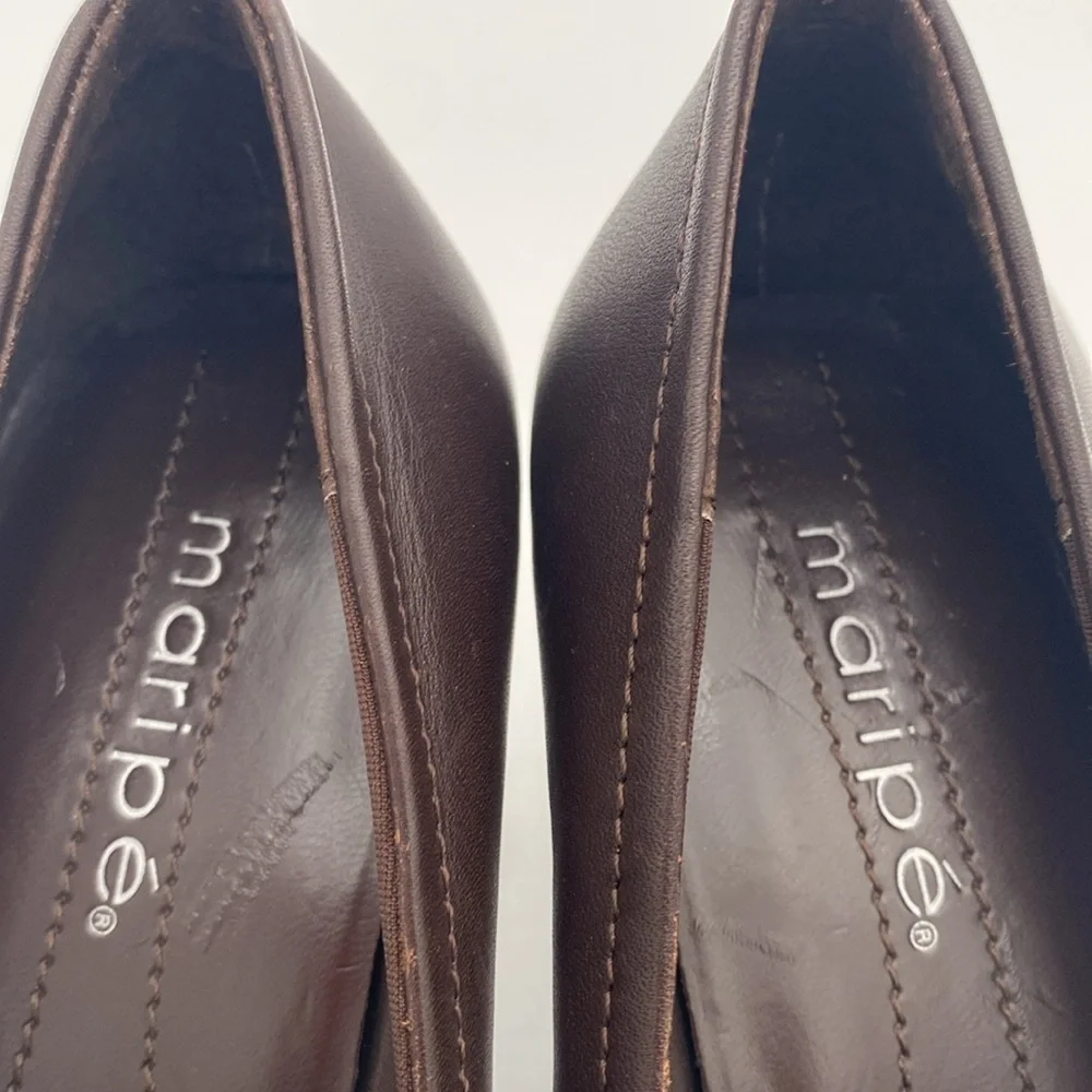 Vintage Maripe Brown Women Heels 6 pump leather slip on office casual retro Y2K